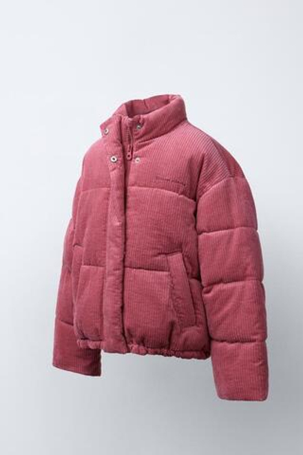 ZARA СТЕГАНАЯ ВЕЛЬВЕТОВАЯ КУРТКА С ВЫШИВКОЙ, РОЗОВЫЙ