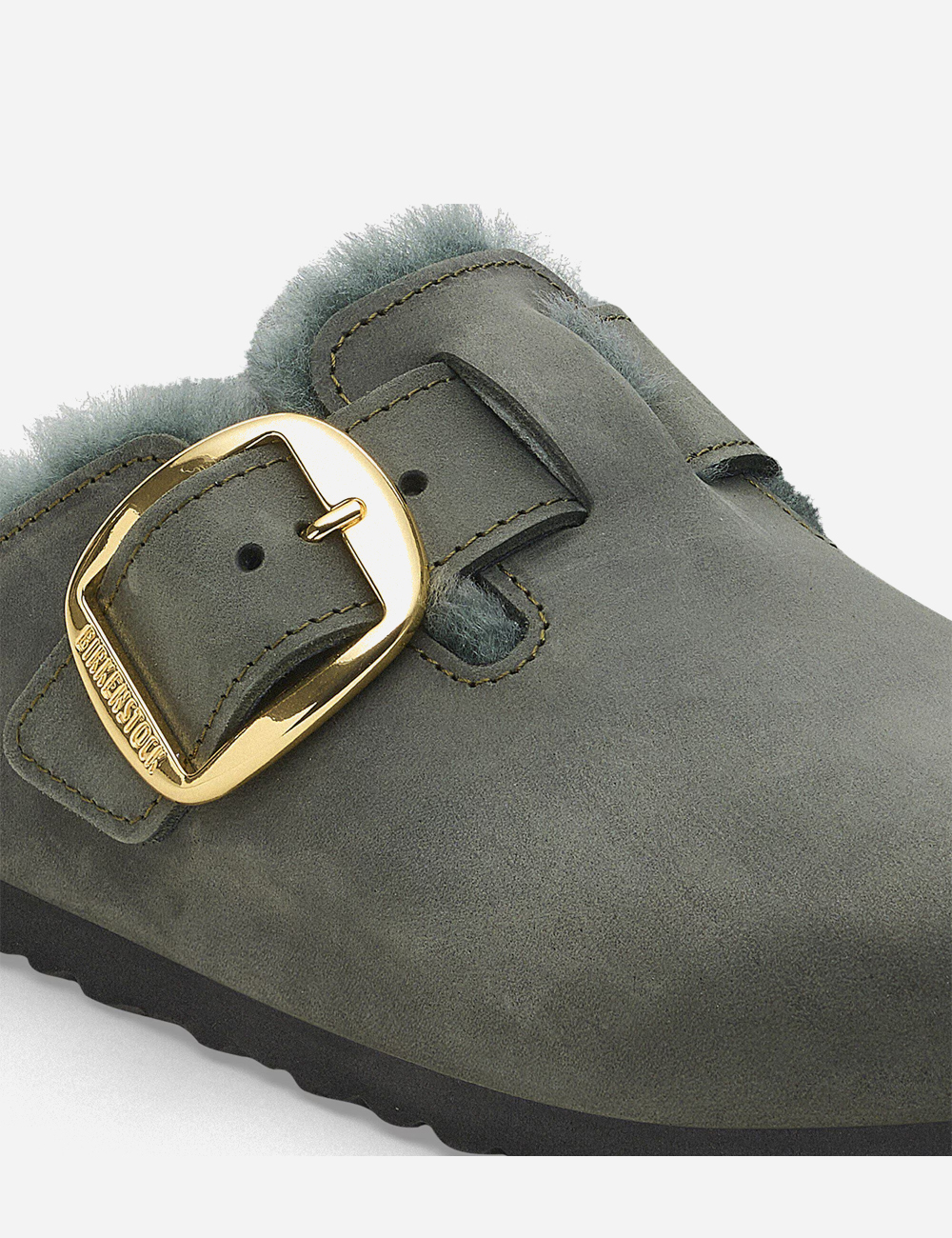 Birkenstock Boston Big Buckle Shearling Clogs "Thyme"