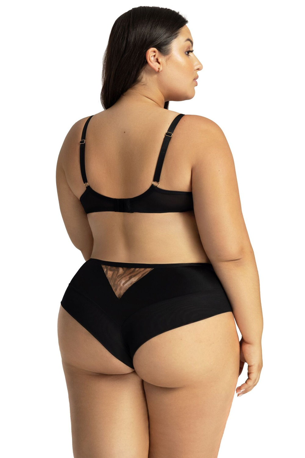 Трусики-бразилиана со средней линией талии Liana (Размер: XL) (Цвет: черный)