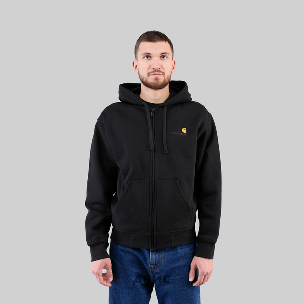 Толстовка мужская Carhartt WIP Hooded American Script Jacket артикул:I033063_black - купить в магазине Дайс