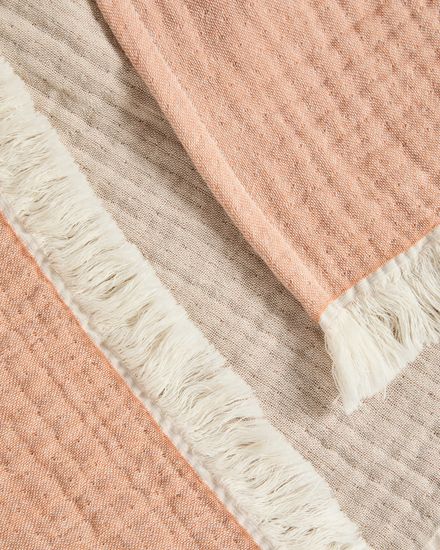 Плед Nafine из хлопкового муслина с двухцветной бахромой 130 x 170 см