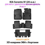 Автомобильные коврики ЭВА с бортами для KIA Sorento IV (20-н.в.) на 3 ряда
