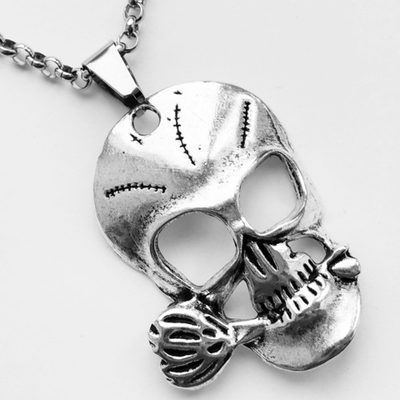 Кулон "Череп с розой" (38х32мм) на стальной цепочке 50см.