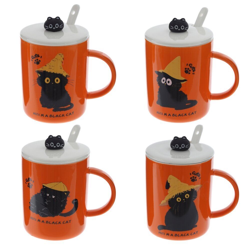 GAEM Кружка с крышкой и ложкой, 220 мл, L11,5 W8,5 H12 см, 4в.