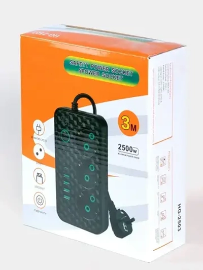 Удлинитель сетевой, Сетевой фильтр с usb type c, 3м