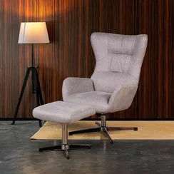 Кресло-качалка с оттоманкой Andrea, серое