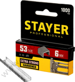 STAYER тип 53 (A/10/JT21) 6 мм, 1000 шт, калибр 23GA, скобы для степлера (3159-06)