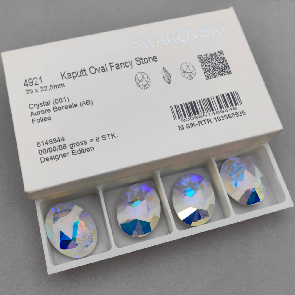 Swarovski 4921 Kaputt Oval, Crystal AB F
