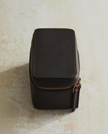 ZARA HOME КОЖАНАЯ ДОРОЖНАЯ КОСМЕТИЧКА ДЛЯ УКРАШЕНИЙ, ШОКОЛАДНЫЙ