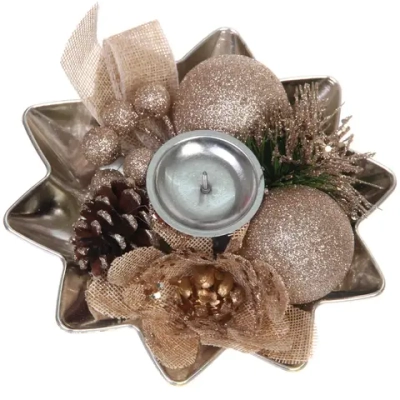 Подсвечник новогодний «Изящный вечер» 20 см, Шампань