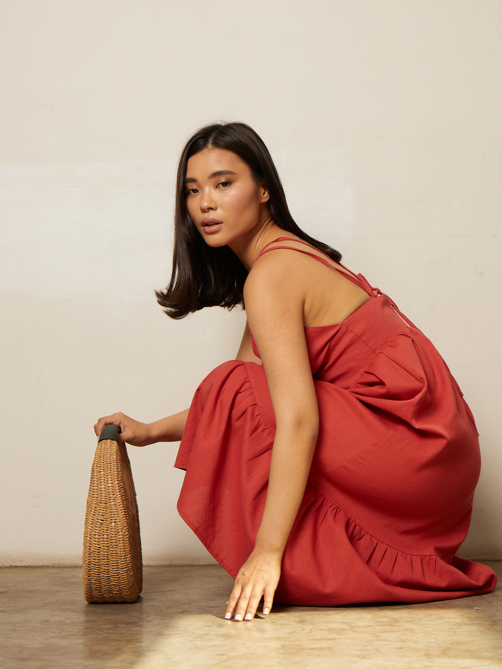 Сарафан льняной с воланом