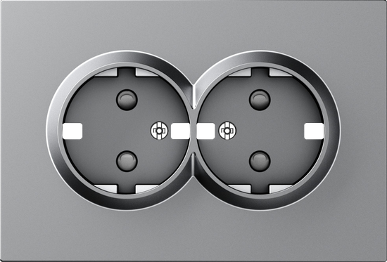 Накладка для розетки 2-й с заземлением,  со шторками 16A 250 В~,  матовый серый,  серия A07