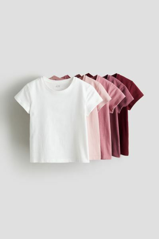 H&M Набор из пяти хлопковых футболок, красный