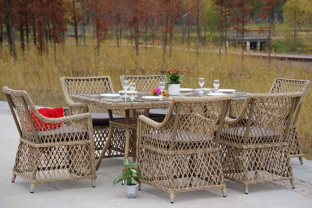 "Латте" обеденная группа плетеная, цвет соломенный