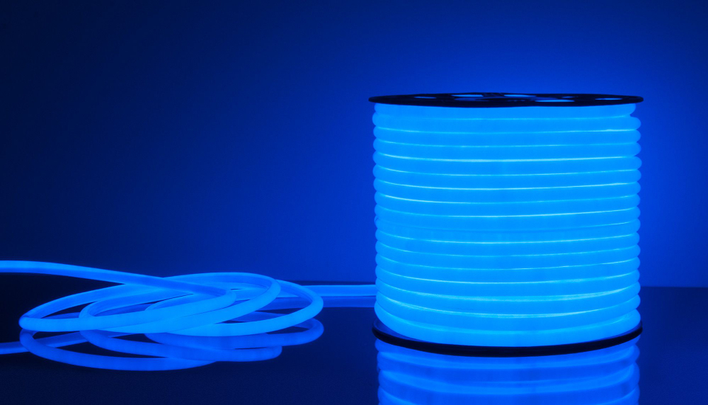 Светодиодный гибкий неон 220 В 9.6 Вт/м 144 Led/м 2835 IP67, круглый синий, 50 м Гибкий неон 220V 9,6W 144Led 2835 IP67 круглый синий, 50 м