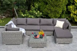 "Лунго" плетеная оттоманка с подушкой (гиацинт), цвет серый