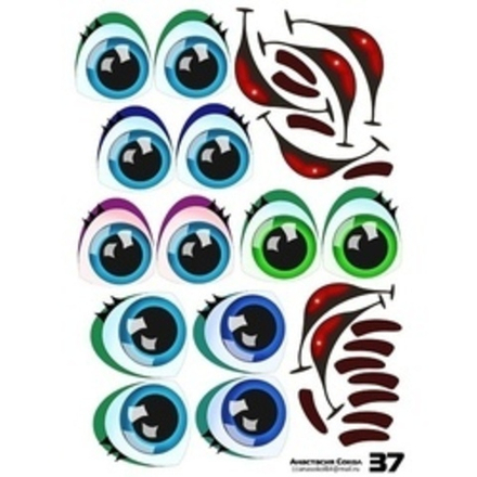 Наклейки "Глаза. Рты №37", 6 компл. на листе