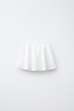 ZARA КОМБИНИРОВАННАЯ ЮБКА-ШОРТЫ ИЗ СМЕСОВОГО МОДАЛА, БЕЛЫЙ