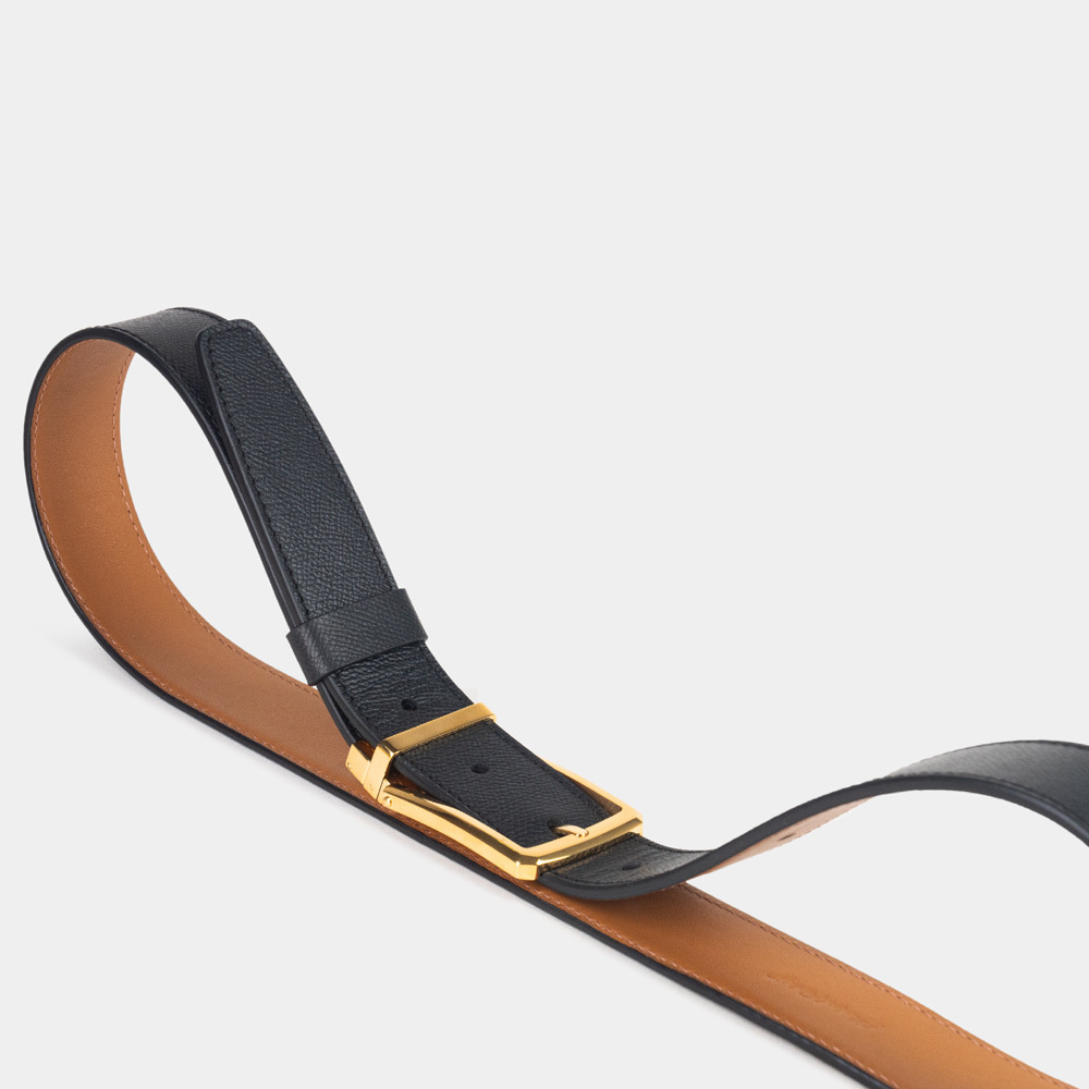 Ремень кожаный мужской из натуральной кожи сафьяно 35 мм, чёрный