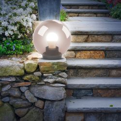 Садово-парковый светильник ЭРА НТУ 01-100-305 шар дымчатый на опору / кронштейн IP44 Е27 max100Вт d300mm | Садово-парковые светильники