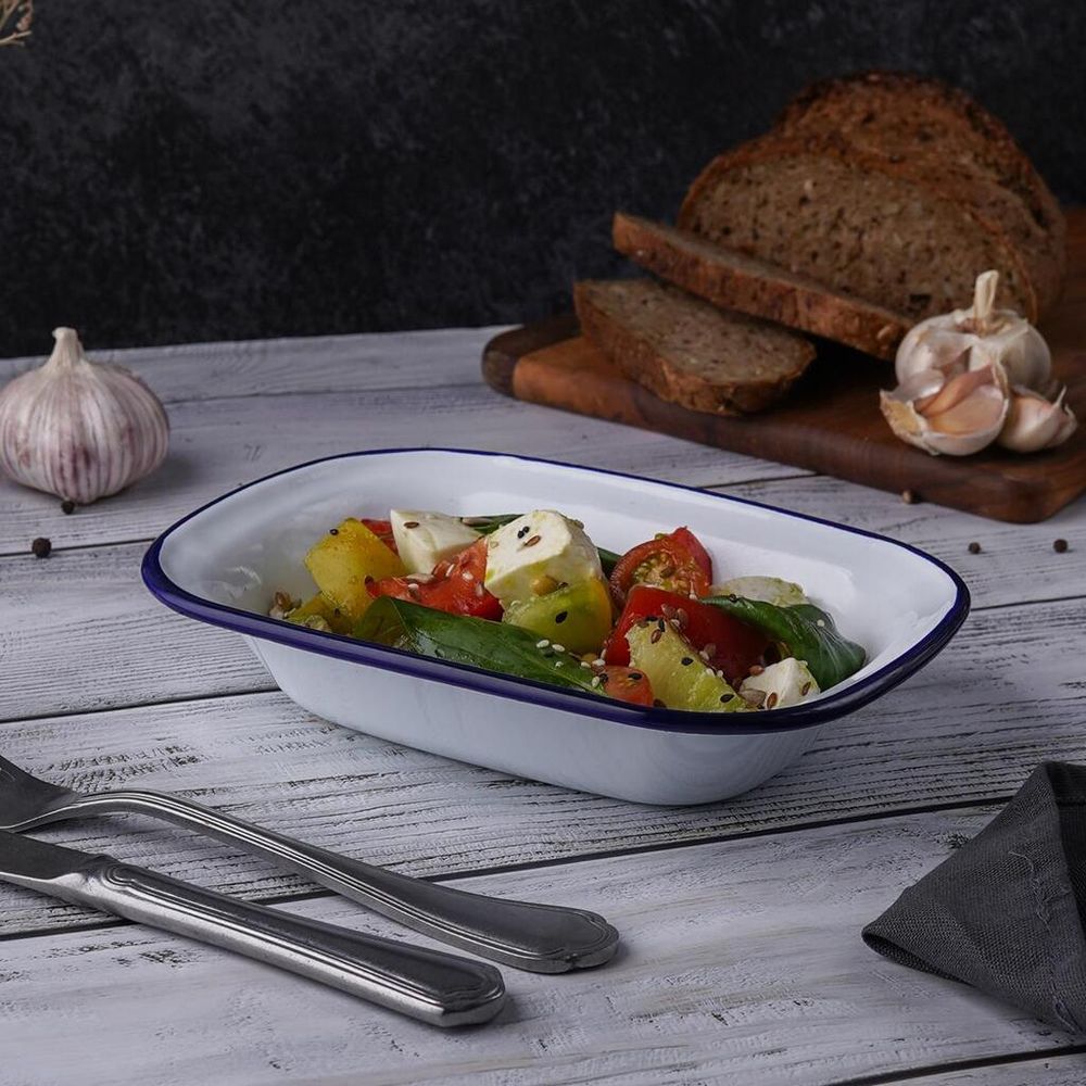 Блюдо для подачи 19,5*14 см h4,5 см 520 мл Blue Rim эмалированая сталь SUNNEX [1]