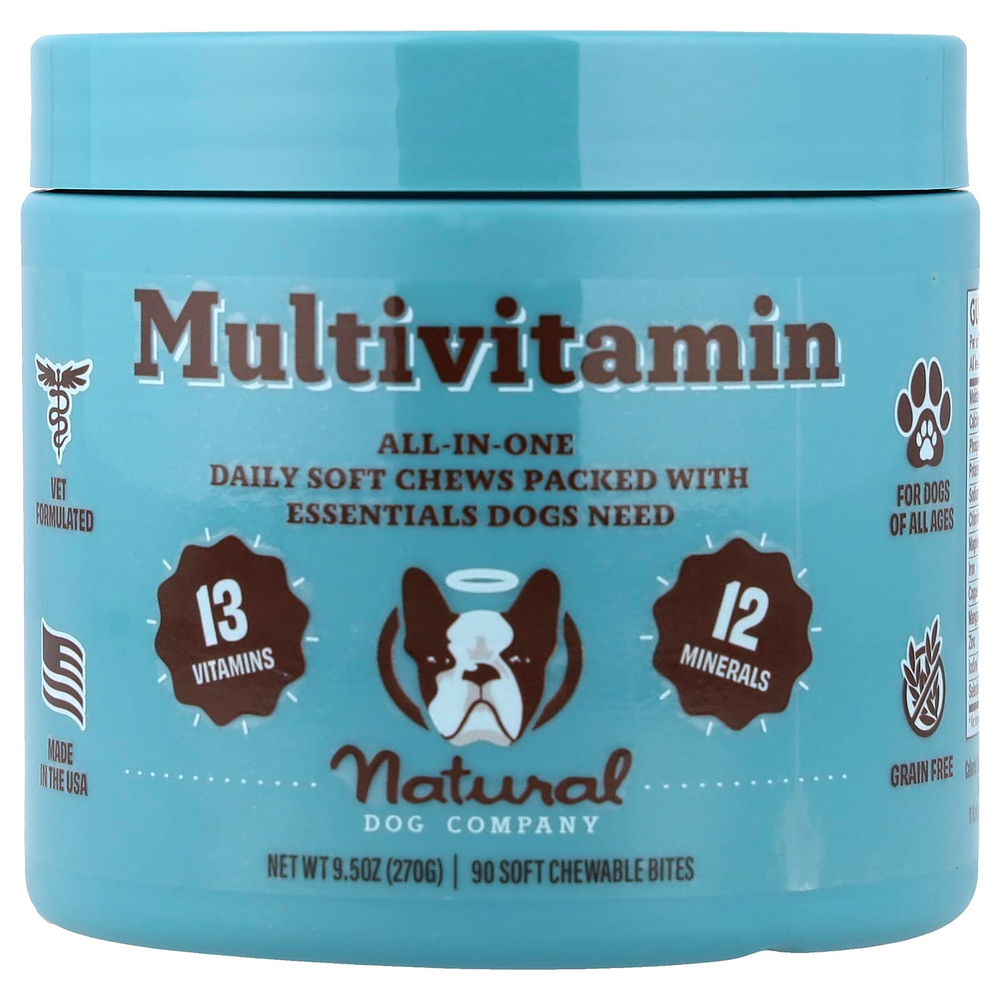 Natural Dog Company, мультивитамины, для собак всех возрастов, 90 мягких жевательных таблеток, 270 г (9,5 унции)