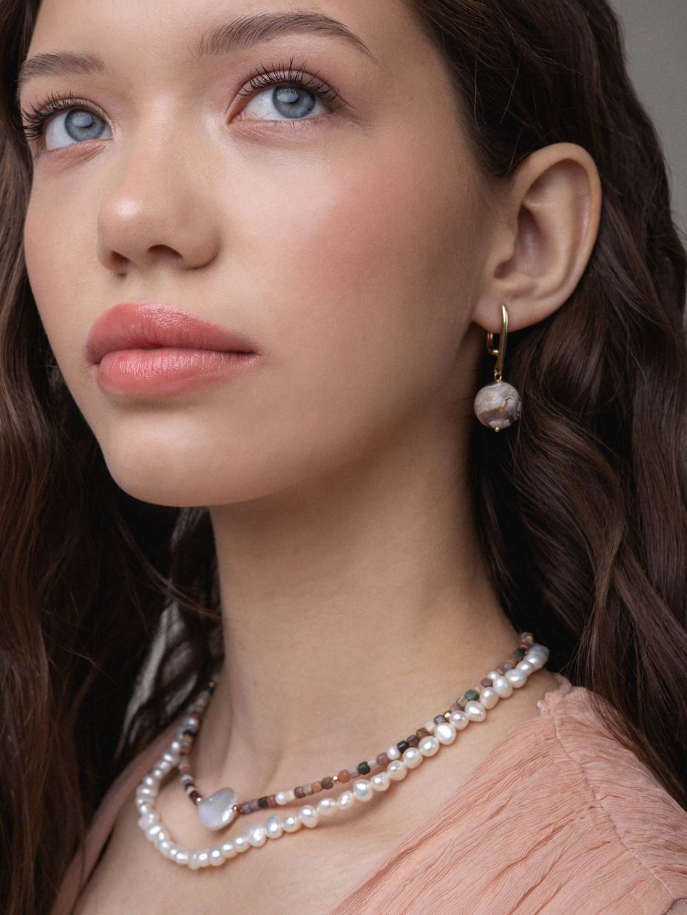 Чокер Картина пустыни из жемчуга и яшмы алашань