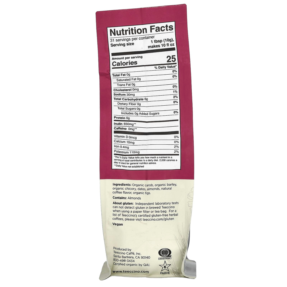 Teeccino, Травяной кофе из цикория, Java, средней обжарки, без кофеина, 312 г (11 унций)