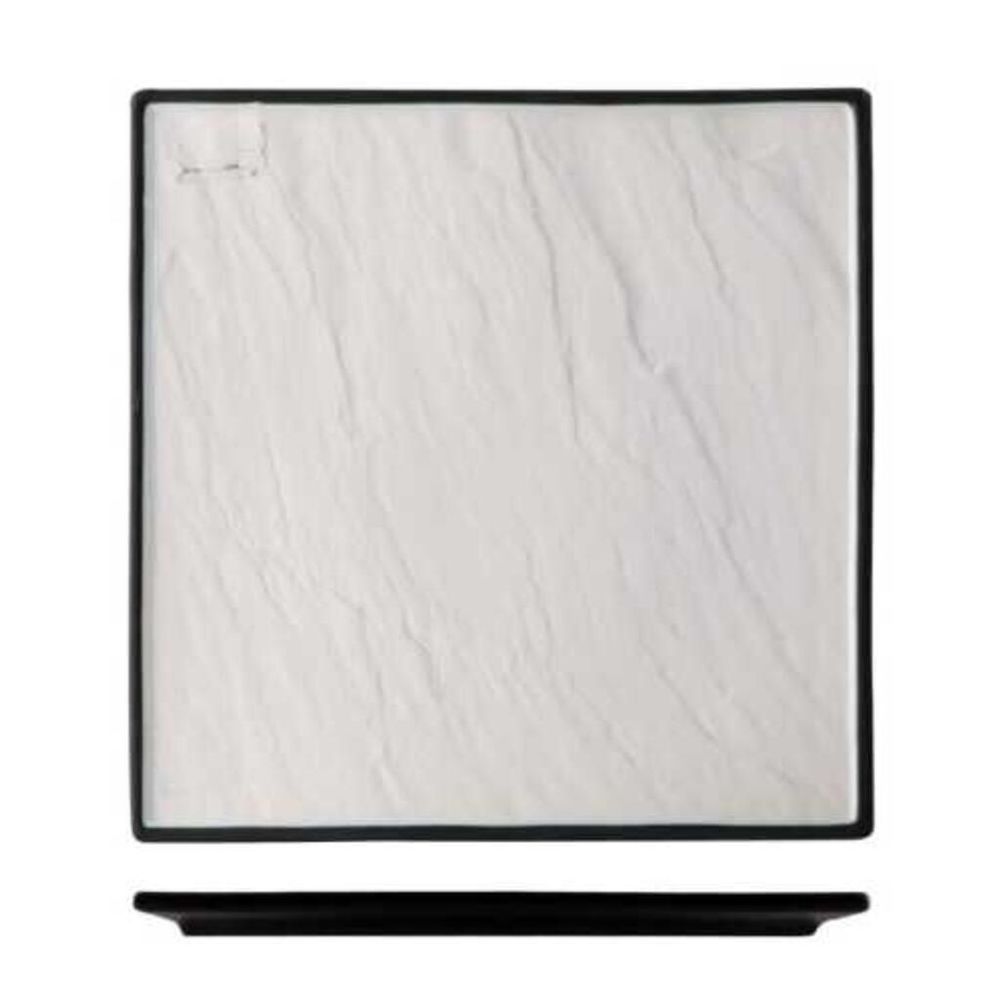 Блюдо квадратное 25*25 см Relief белое с черным бортом фарфор P.L. Proff Cuisine [3]