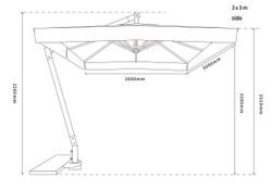 "Корсика" зонт уличный 3х3м на боковой алюминиевой опоре, цвет под дерево