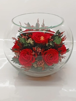 натуральные розы в стекле, вакуум*