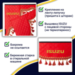 Ламбрекен с косынками двусторонние Isuzu (экокожа, красный, красные кисточки)