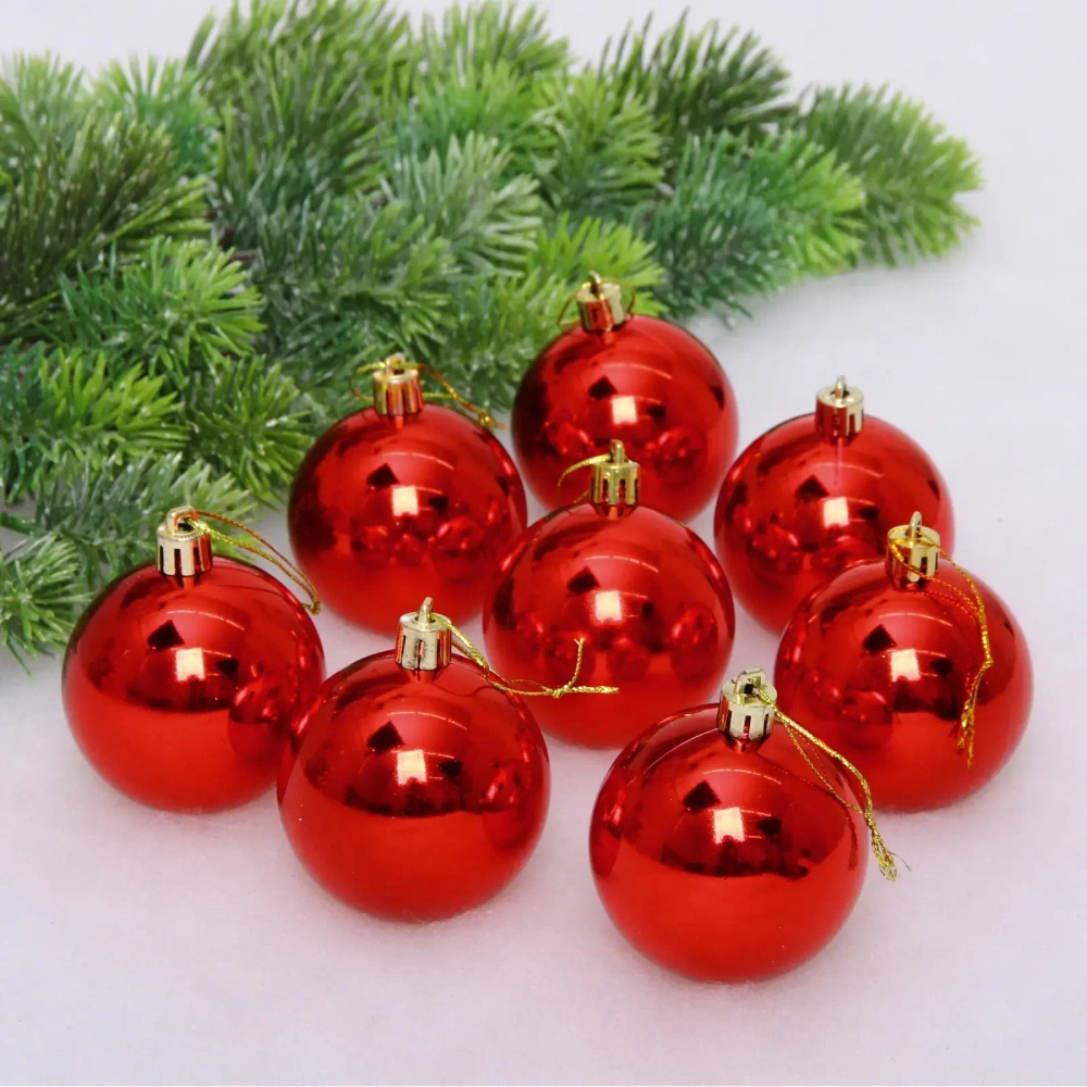 Новогодние шары 6 см (набор 24 шт) «Глянец», красный