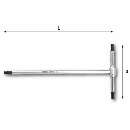 280 TTS Шестигранные ключи с Т-образной рукояткой и сферической головкой, 2,5 мм., USAG (Италия)