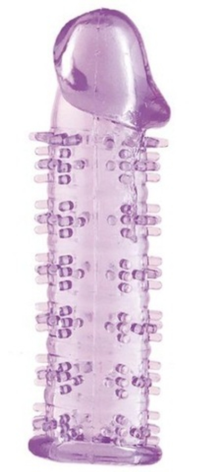 Гелевая фиолетовая насадка на фаллос с шипами