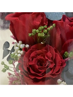 натуральные кустовые розы в стекле, вакуум*