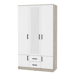 Шкаф трехстворчатый Ронда ШК-3, Дуб крафт серый, Белый