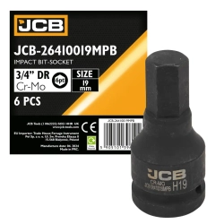 Головка-бита ударная 6-гранная 3/4'', 19мм JCB JCB-26410019MPB