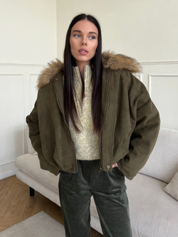 Парка замшевая зеленый