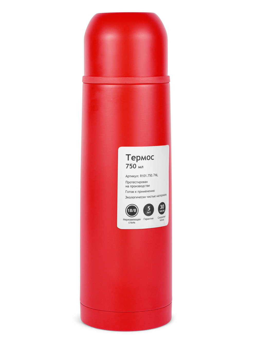 Термос Relaxika 101 (0,75 литра), красный (без лого)