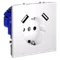 Розетка встраиваемая VOLTUM S70 с заземлением и защитными шторками, 16А, с USB, A+A, (белый матовый)