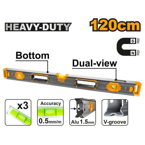 Уровень с магнитом усиленный 120 см