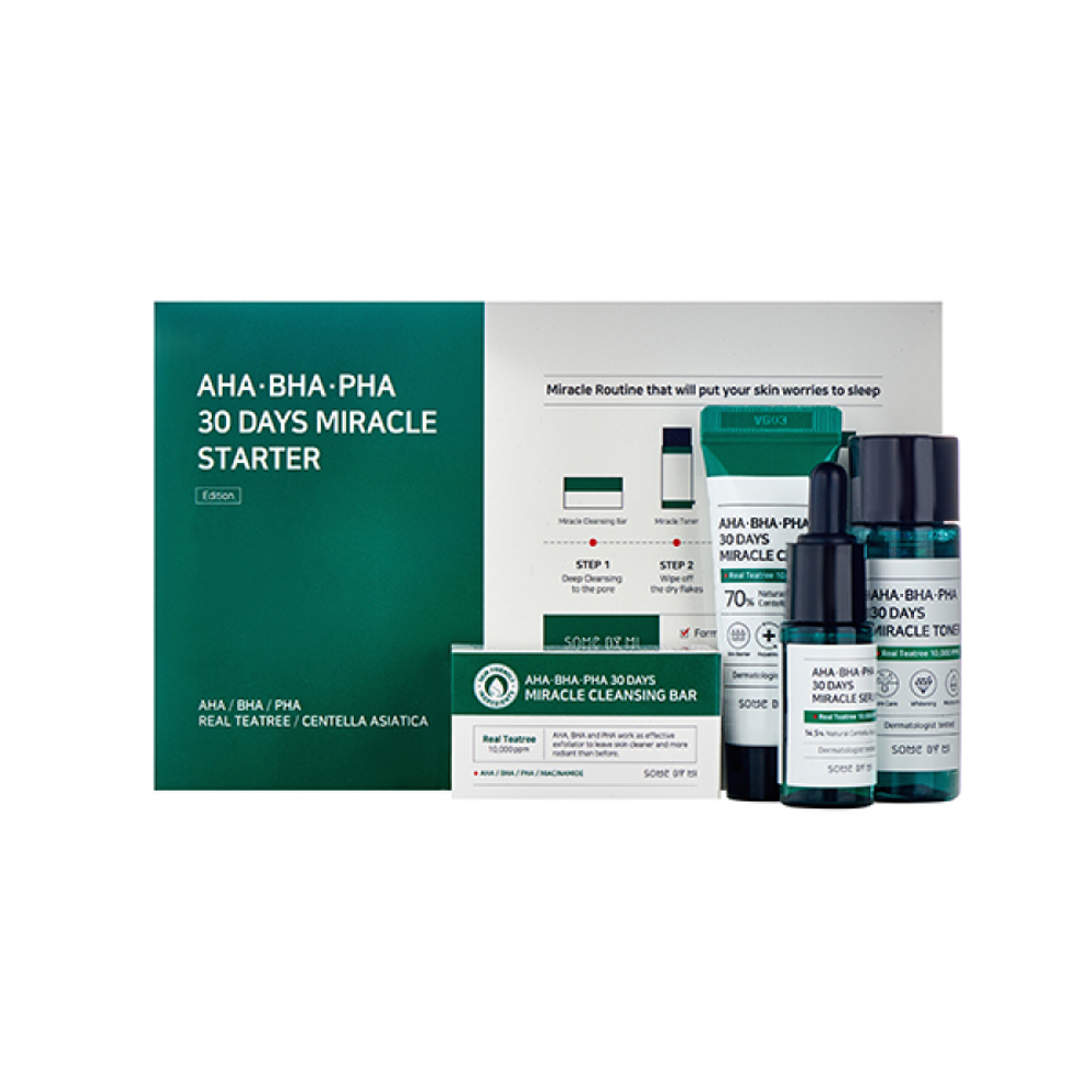 SOME BY MI AHA·BHA·PHA 30 DAYS MIRACLE STARTER Набор: тонер, сыворотка, крем для лица, мыло для лица 30р+30мл+10мл+20г