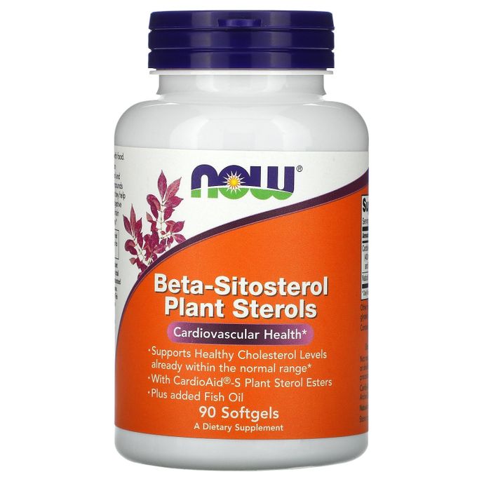Растительные стеролы с бета-ситостеролом, Beta-Sitosterol Plant Sterols, Now Foods, 90 мягких таблеток