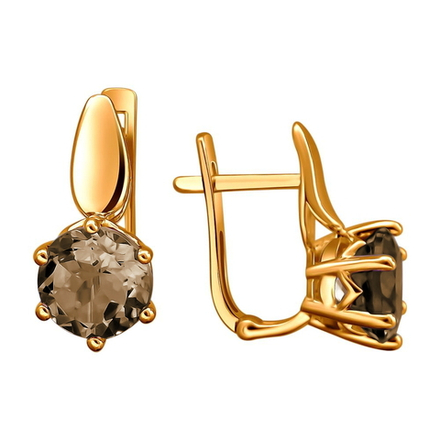 Серьги с раух-топазом из красного золота 585 пробы JA-S-112171-3