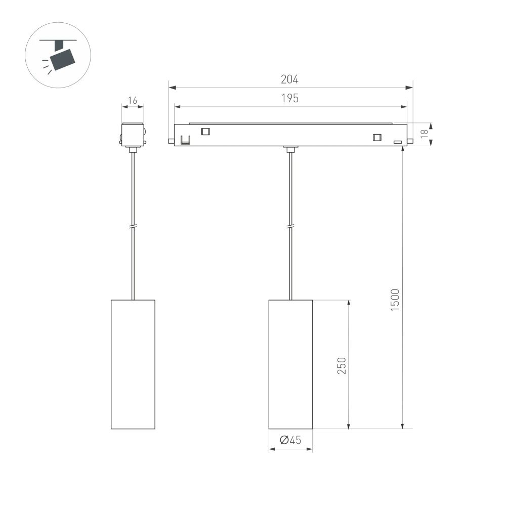 Светильник MAG-ORIENT-SPOT-HANG-R45-12W Day4000 (WH, 24 deg, 48V, DALI) (Arlight, IP20 Металл, 5 лет) 035829