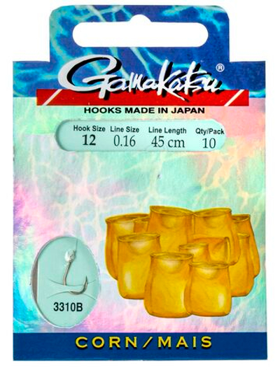 Крючки с поводком Gamakatsu Booklet CORN 3310B размер 12/0, 16мм 45см (упк.10шт.)