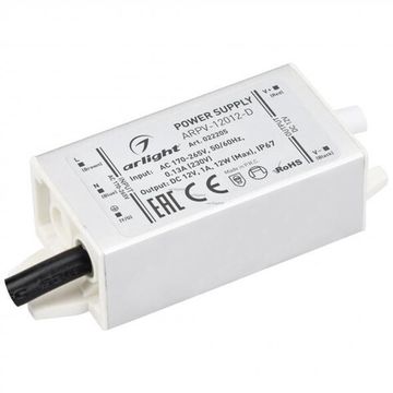 Блок питания для светодиодной ленты 12W 12V 1.0A IP67 022205 ARPV-12012-D Arlight
