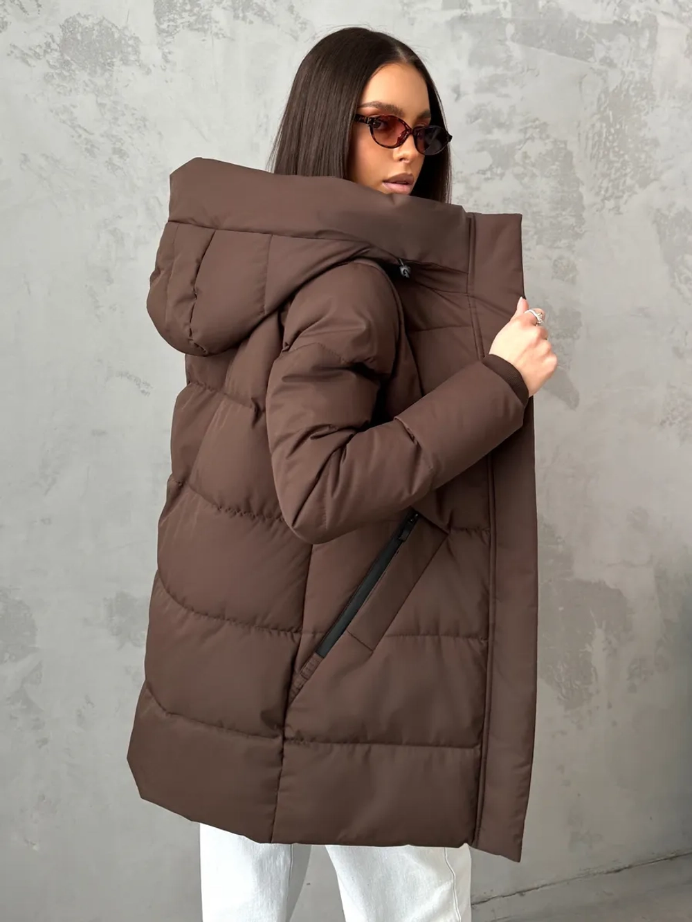 Куртка весенняя удлиненная с капюшоном