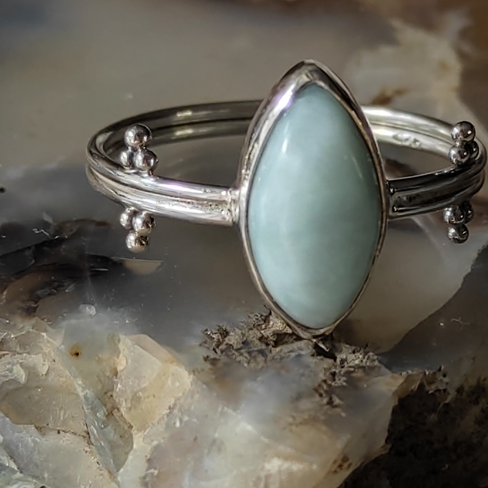 Кольцо ТРЕТИЙ ГЛАЗ, ларимар/серебро